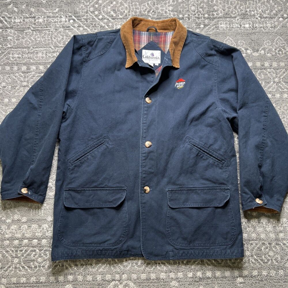 VTG Chore Coat Large Flannel Lined Barn Corduroy Pizza Hut California Outerwear